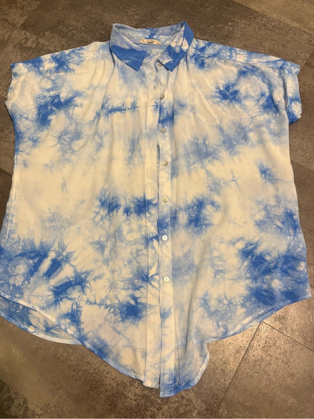 Jane and Delancey Blue and White Tie-Dye Button Down Shirt